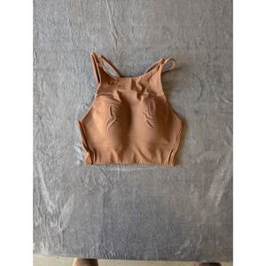 Lululemon High Neck Strappy Back Sports Bra Brown Size 6 Padded Activewear